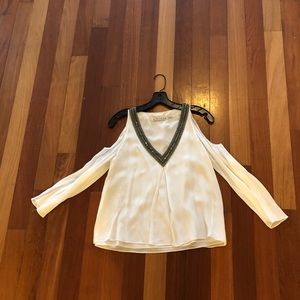 Alice and Olivia Cold Shoulder Embellished Top XS